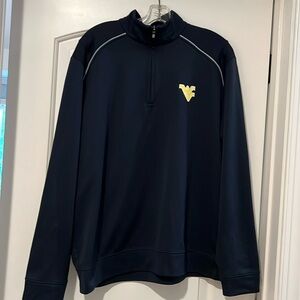 West Virginia Mountaineers Cutter and Buck 1/4 Quarter Zip Blue Pullover Size L